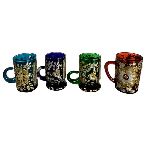 Hand Painted Egyptian Espresso Shot Glasses (Lot of 4) - Picture 5 of 7